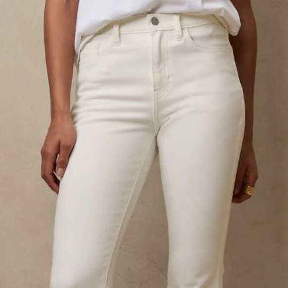 BANANA REPUBLIC, high rise ecru cropped boot jean, size: 30 Long - Picture 5 of 12
